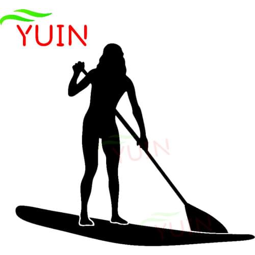 Creative Lady Stand Up Paddle Board Car Sticker Fashion Decoration PVC Waterproof Sunscreen Decal Black/White/Red/Laser/Silver