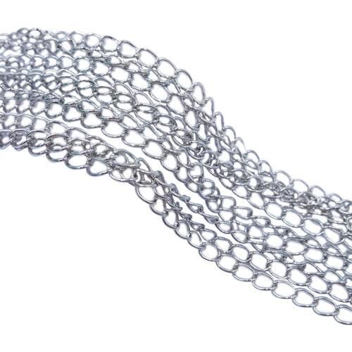 Rhodium Plated 100m 3x5mm Necklace End Extender Curb Chains Metal Link Chain Findings for Jewelry Making NEC-05
