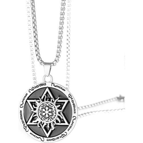 Moana Kolye Choker Male Stainless Steel Circular Six-pointed Pendant Personality Hipster Hip-hop Act The Role Ofing Is Tasted