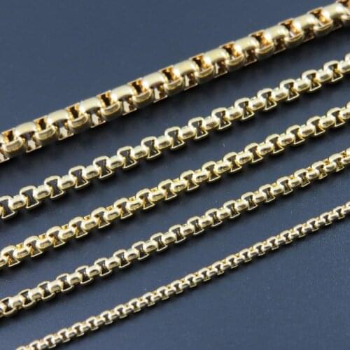 2/3/3.5/4/5mm Width Stainless Steel Gold-Color Round Box Chain Necklace For Man, Fashion Jewelry 40cm-120cm