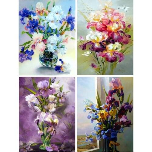 Canvas Size DIY Diamond Painting Kit Full Square Iris Diamond Embroidery Set 5d Mosaic Flower Picture Of Rhinestones