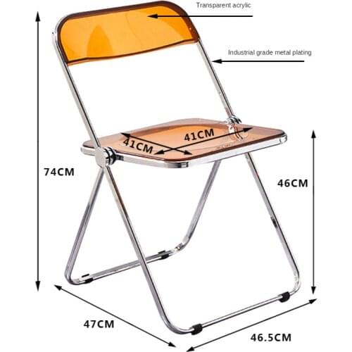 Dining chair. Modern simple household business chair, transparent chair, acrylic folding chair, clothing store photo stool, leis