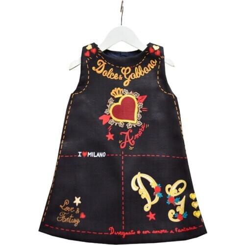 2 3 4 5 6 7 8 9 Year Baby Girls Dress Amor Letter Print Vest Dress Girl Casual Girls Clothing Kids Frocks Clothes Chidlren Dress