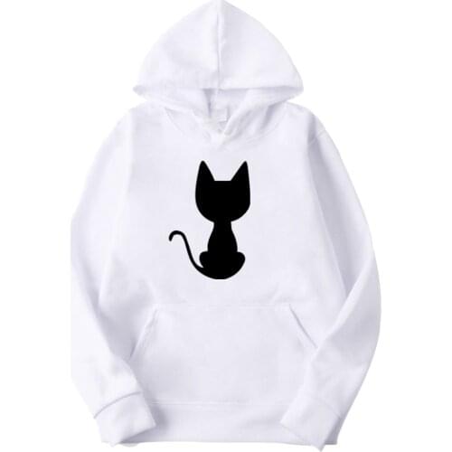 New Womens Casual Hoodie Autumn Loose Cat Printing Pullover Women and Men Fashion Comfortable Clothes Oversize for Female