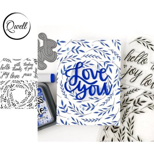 QWELL 6*8 inch Clear Silicone Stamps Foliage Ripple Pattern Warm Words For DIY Scrapbooking Craft Cards Album Decor 2020 Stamps