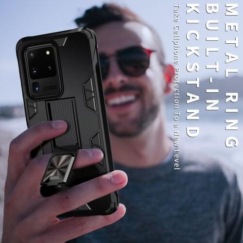 For Samsung Galaxy S20 Plus S20FE Luxury Cases Shockproof Armor Ring Stand Bumper Phone Case Back Cover For Galaxy S20 Ultra