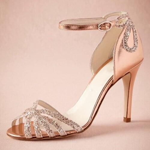 MKKHOU Fashion Sandals Women 2020 Summer new gold perforated stiletto heel 12cm high wedding shoes Womens shoes sizes 34-45