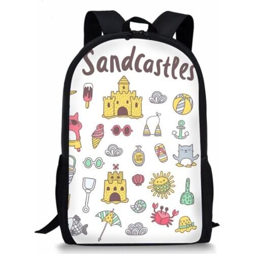 ELVISWORDS Custom Image School Bags For Girls Boys Cute Pattern Print Bookbag Bagpack Teenagers School Backpack Mochila Escolar