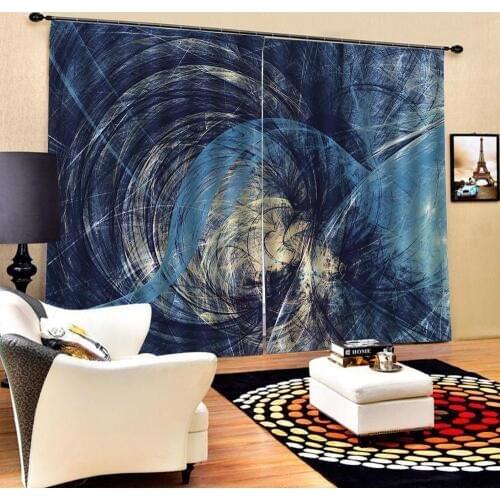 Blue curtains Customized size Luxury Blackout 3D Window Curtains For Living Room Solid color curtain