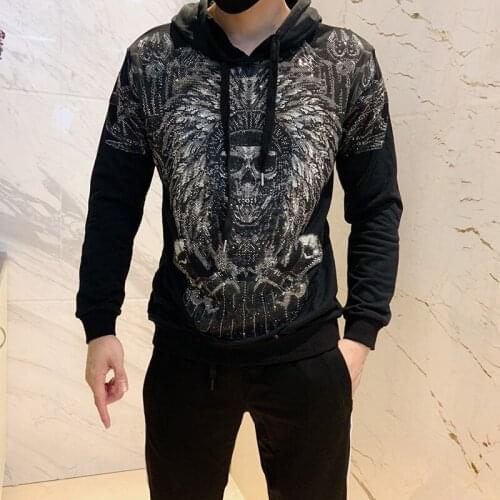 Hoodis For Hip Hop Punk Gothic Shiny Printed Thicken Hooded Swetshirts Men Streetwear Warm Clothes Top Male Loose Hoodies