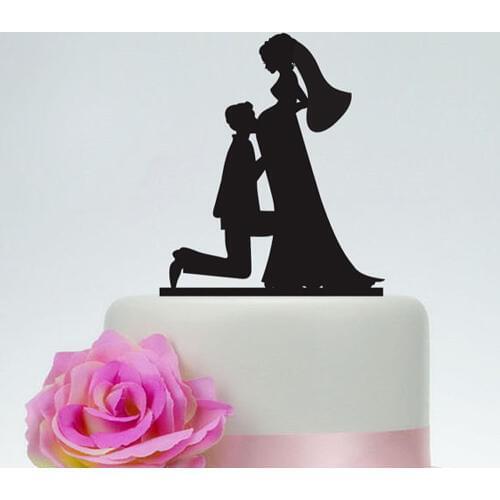 Pregnant wedding cake topper,Bride and Groom Silhouette Cake Topper,Custom Unique Rustic Acrylic silver wooden Cake Topper