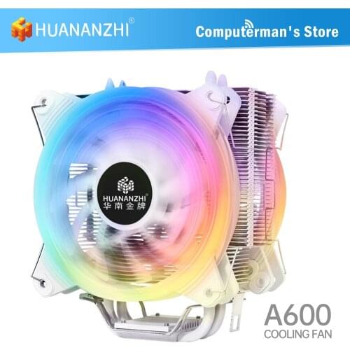 HUANANZHI A600 LGA 2011 775 1150 1151 1155 2/4 Copper Heat Pipe LED CPU Cooler Cooling Fan Radiator Quiet SINGLE/Dual Fan