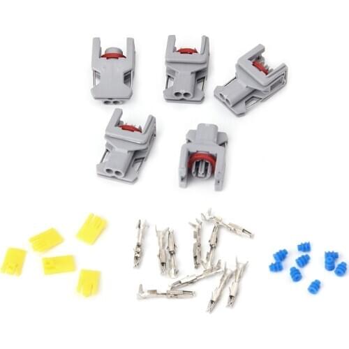 5 Sets 2 Pin Waterproof Connector For Delphi 10811963 Fuel Injector Fuel Rail Plug Q9QD