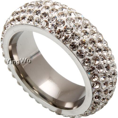 Yingwu Free Ship shining full rhinestone finger rings for woman man luxurious fashion Silver color