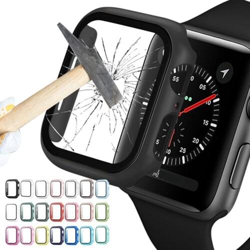 Tempered Glass Screen Protector + Case Cover For Apple Watch 6 SE 5 4 40mm 44mm Cover For Apple Iwatch Series 3 2 1 38mm 42mm