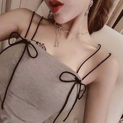 Women Corset Tops Bow Suspenders Top Summer Knitted Women Tank Camis Crop Top For Women