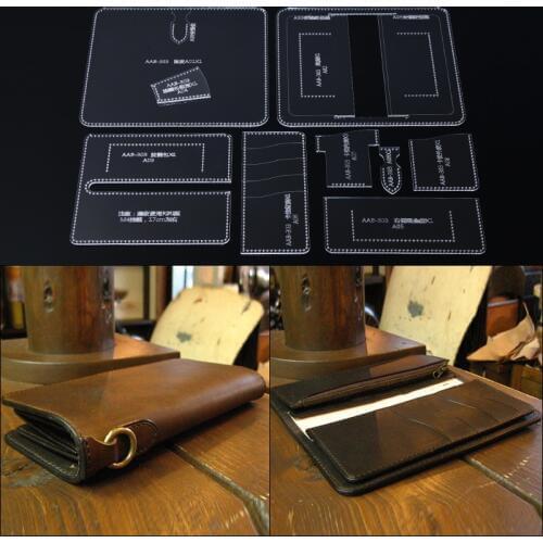 1 Set Long Wallet Acrylic Template Leather Stencil Pattern DIY Leather Craft Tools Cutting Model 19*9*2cm