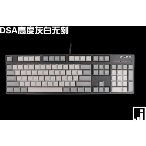 DSA PBT keycap white gray retro blank keycap mechanical keyboard 108 keyboard poker