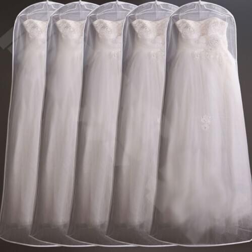 160cm Organdy Semi Transparent Wedding A-Line Dress Dustproof Cover Bride Gown Storage Bag Foldable Garment Clothes Protector