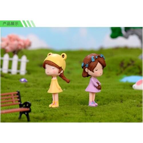 4 Pcs New Cute Flower Little Girl Micro Landscape Decoration Creative Pendant Plastic Crafts Home Decor Hogar