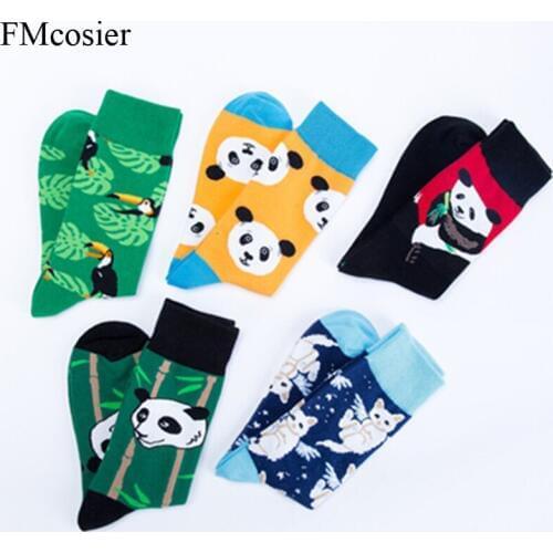 5 Pairs Autumn Winter Plus Size Mens Socks Men Socks Cotton Mens Dress Socks Animal Warm Thick Socks Long Cotton Funny 44 46