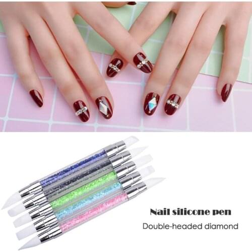 5pcs Double-Head Crystal Point Drill pen nails double hook flower needle flower set Pen Nail Art Manicure Tool
