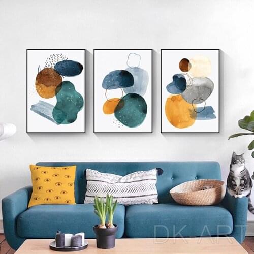 Abstract Geometric Wall Art Canvas Painting Multicolor Blue Green Posters and Prints Nordic Decorative Pictures for Home Decor
