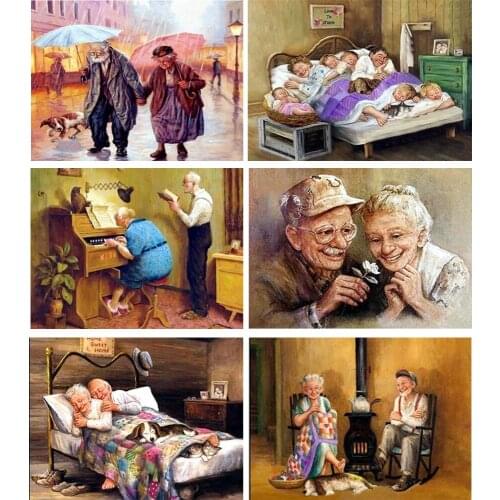 5D DIY Diamond Painting Old Couple Full Square Rhinestone Diamond Embroidery Loving Diamond Mosaic Crystal Home Decoration TY791