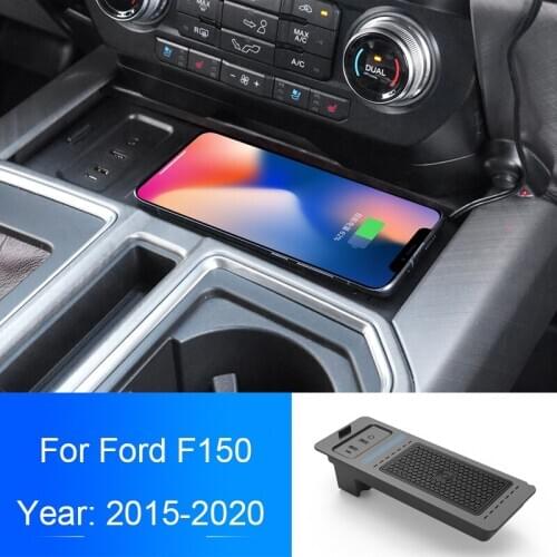 Car 15W QI Wireless Charger For Ford F150 SVT Raptor 2015-2020 Phone Fast Charging Plate Panel Case Auto Interior Accessories