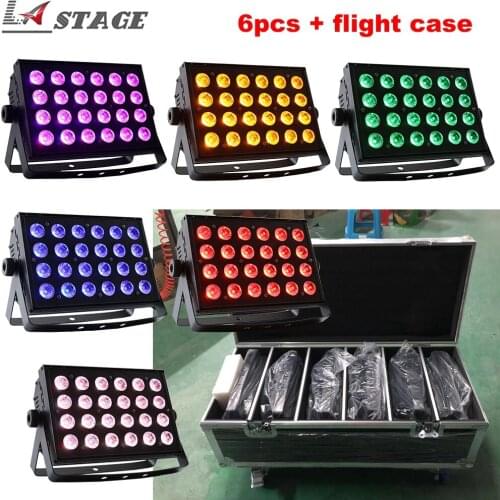 Free Shipping 6pcs/lot Flight Case 24x18w RGBWA+UV 6IN1 Led Indoor Wide Wall Washer Stage Light LED Stage Light Wedding Light