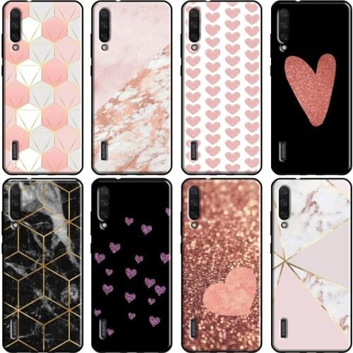 Gold Rose Glitter Pink Love Cover For Xiaomi Mi 11 9T 10T Pro Mi A1 A2 A3 Note 10 Lite Case For POCO M3 F2 Pro X3 Fundas