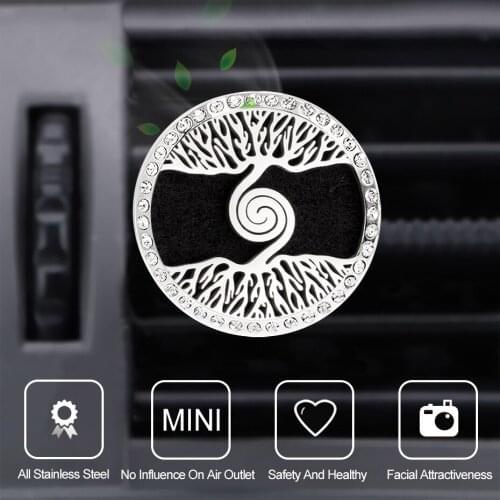 Essential Oil Aromatherapy Diffuser Locket Vent Clip Car Air Freshener 30mm Rhinestone Magnet 316L Stainless Steel Jewelry Gift