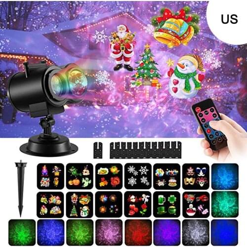 Double Tube Water Pattern Light Christmas Projection Lamp 16-picture Card 2-In-1 Lamp LED Projection Lamp Light