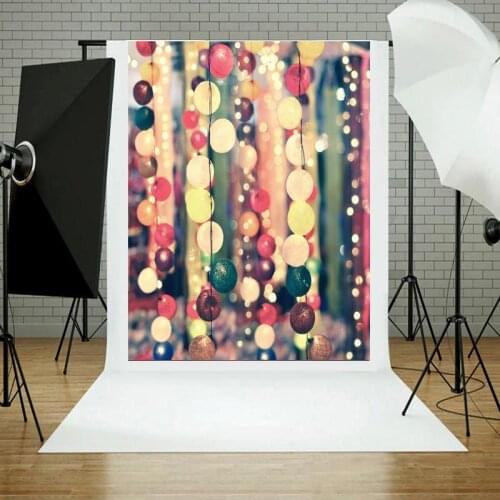 Photography Background Rainbow Colorful String Lights Balls Backdrops Bokeh Photo Studio Backdrop Photocall Photo Prop