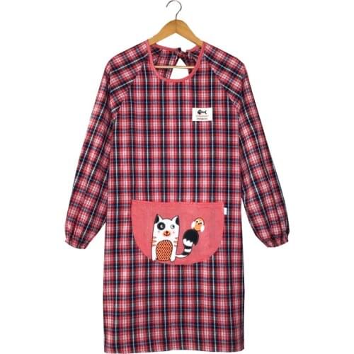 Coarse apron long-sleeved Korean fashion cute household kitchen cooking waterproof and oil-proof overalls for adults