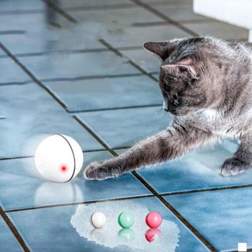 360 Degree Interactive Pet LED Glowing Motion Ball Toy Electric USB Charging Cat Kitten Dog Playing Rolling Flash Ball