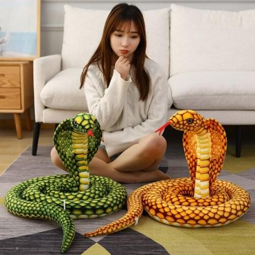 Simulation Desert King Cobra Realistic Stuffed Wild Animal Soft Snake Plush Toys Animal Zoo Souvenir Home Decor Christmas Gifts