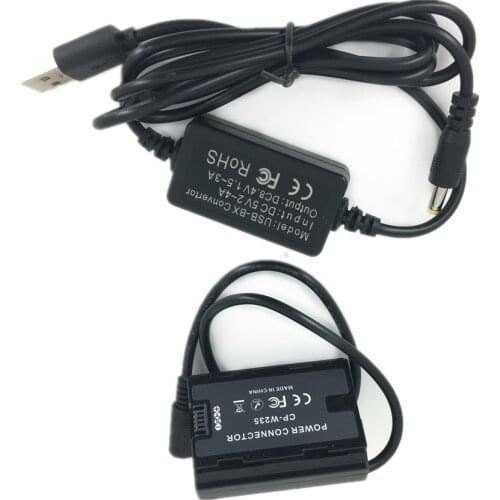 CP-W235 Dummy Battery + USB Adapter Charging Cable for Fuji Fujifilm X-T4 XT4 Camera Power Bank as NP-W235 W235