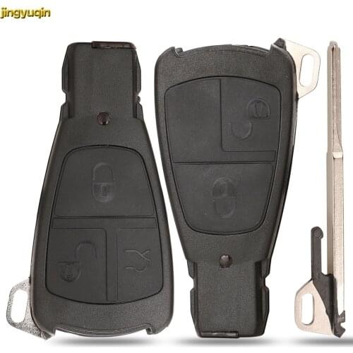 Jingyuqin Remote Car Key Fob Shell For Mercedes-Benz C180 1998-2004 W202 C E S Class With Insert Key 2/3 Buttons Keyless Case