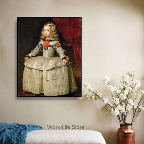 Artwork Wall Oil Painting Canvas Poster Infanta Margarita Teresa In A White Dress By Diego Velazquez For Living Room Home Decor