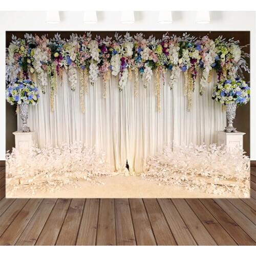 Summer Romantic Wedding Photography Background Fresh Flowers Tassel Backdrop Decoration Props Printed Banner For Photo Studio