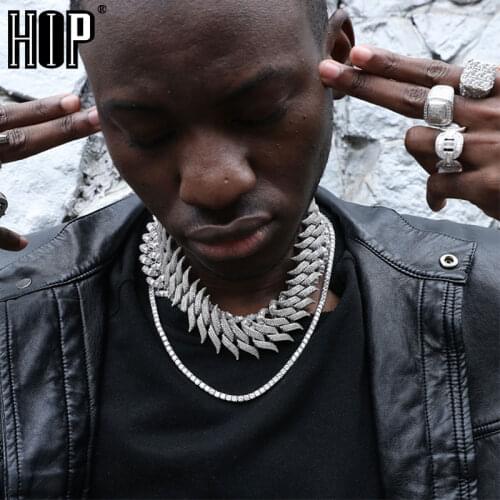 Hip Hop Heavy 29MM Thorns Big Box Buckle Cuban Copper Prong Setting AAA+ Cubic Zirconia Stones Necklace For Men Choker Jewelry