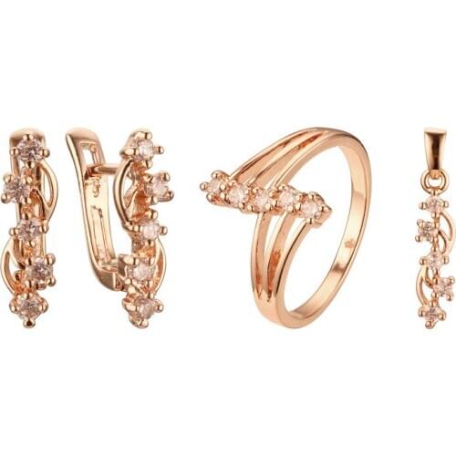 Necklace with Earring Jewelry Sets Office Style Women Jewelry White Cubic Zirconia Necklace/Ring Jewelry Sets