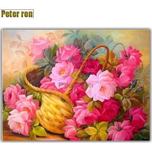 Peter ren DIY Diamond painting cross stitch Crafts Rose baskets 5d round icon full diamond embroidery mosaic Rhinestone painting