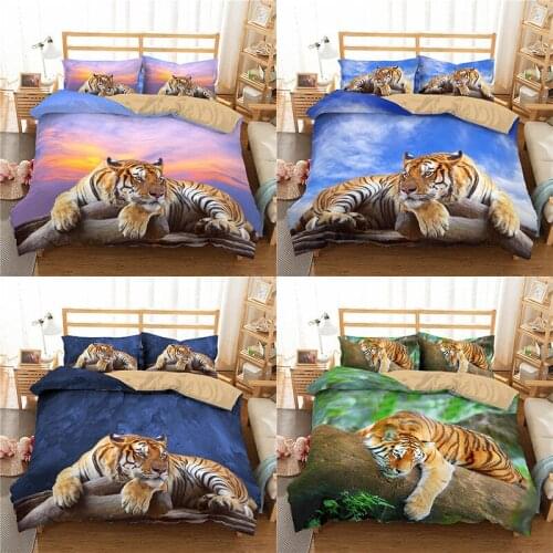 Tiger Bedding Set 2/3Pcs Duvet Cover & Pillowcase(s) 3D Printed Quilt Cover Home Textile Gift