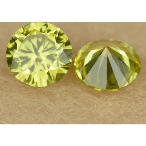 Sale 1~4mm 5A Olive Yellow Round Shape Cut Loose Lab Synthetic Cubic Zirconia CZ Stone Gems For Jewelr