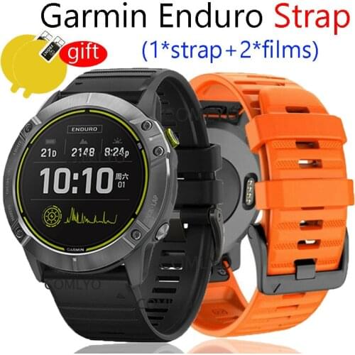 3in1 pack Silicone Quick Release Watchband Strap for Garmin Enduro band Watch Easyfit Wrist Band TPU screen protector film