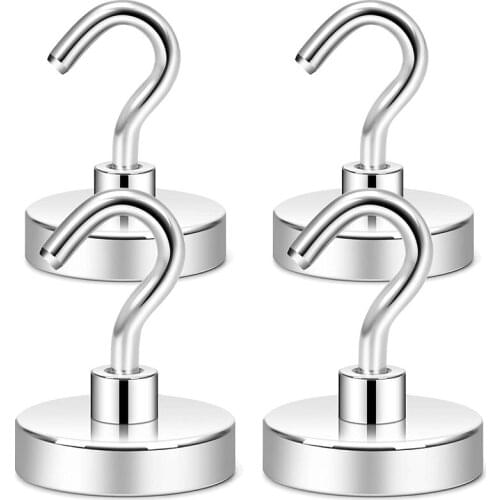 1/5/10Pcs D16 D20 D25 D32 Super Powerful Hook Neodymium Magnet Heavy Duty Magnetic Hook Magnets Refrigerator Surfaces No Scratch