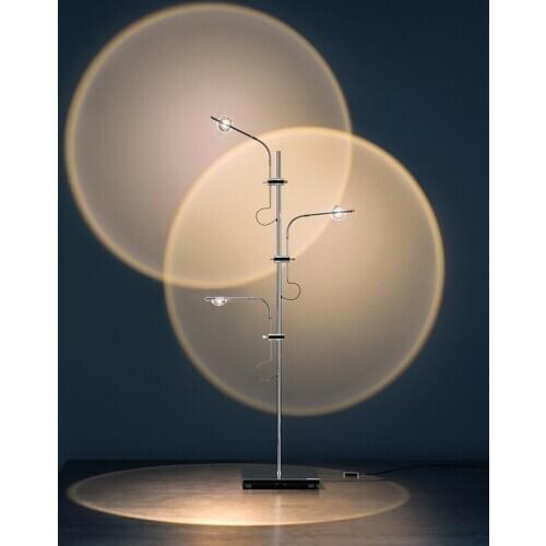 Light and shadow Floor Lamp Study Living Room Creative LED Projection Lamp Silver Simple Bedroom Designer Art Vertical Fixtures