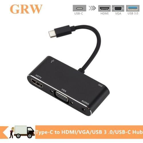 High Quality USB 3.1 Type-C to HDMI VGA USB 3.0 USBC Charging Hub with 3.5 Audio Adapter for MacBook Samsung S9 Huawei P30 Phone